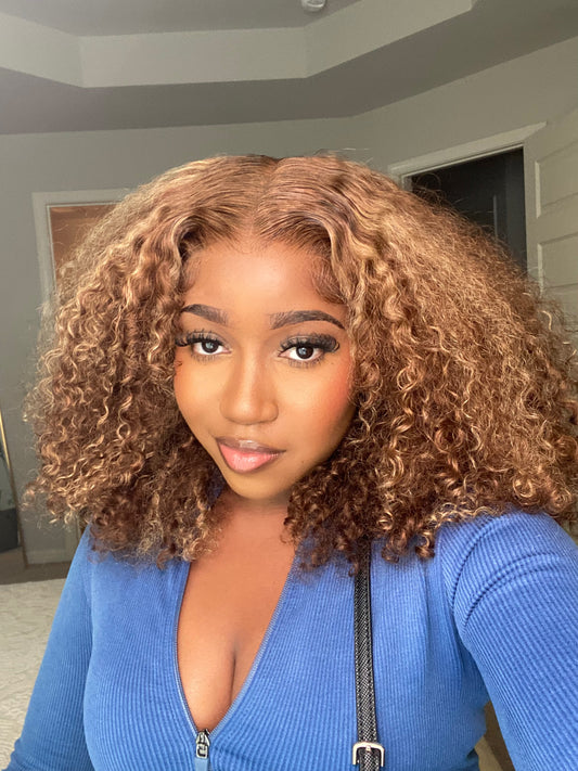 CurlyMe Kinky Curly Highlight Glueless Wig ****Standard Cap Size***